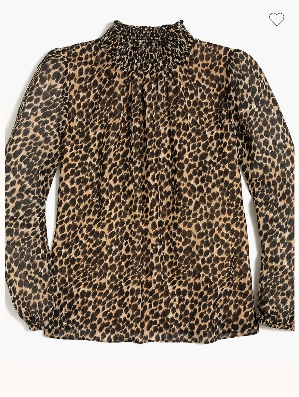 J. Crew Leopard Print Smocked Neck Long-Sleeve Blouse - Brown/Black Size M